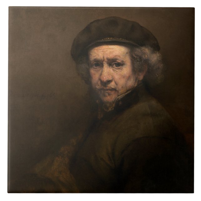 Rembrandt Self Portrait: Dutch Golden Age Painter Fliese (Vorderseite)