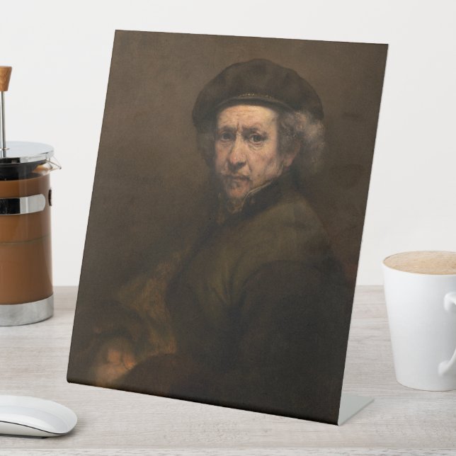 Rembrandt Self Portrait: Dutch Golden Age Painter Sockelschild (In Situ)