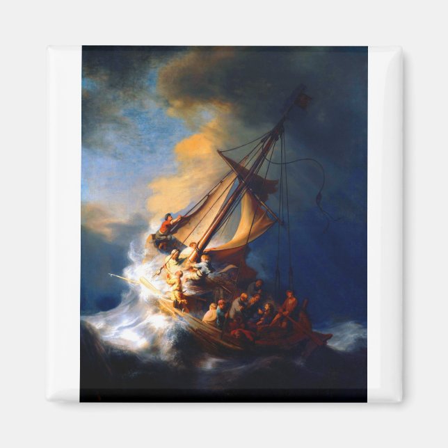 Rembrandt Storm am Meer von Galiläa Magnet (Vorne)