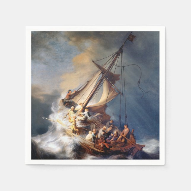 Rembrandt Storm am See von Galiläa Serviette (Vorderseite)