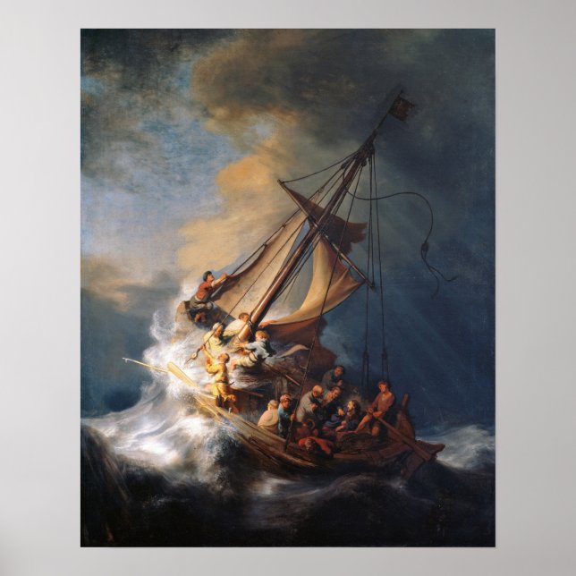 Rembrandt Storm Sea of Galilee Painting Poster (Vorne)