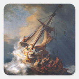 Rembrandt Storm Sea of Galilee Painting Quadratischer Aufkleber