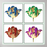 Rembrandt Tulip Pop Art Poster Print<br><div class="desc">Eine schöne und farbenfrohe Pop-Kunst-Rendering eines herrlichen Rembrandt Tulpen in 4 Farben.</div>