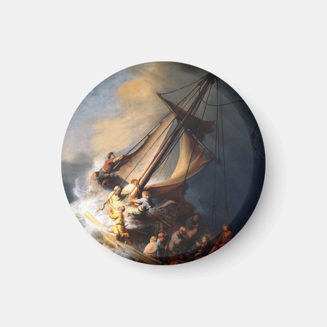 Rembrandt Van Rijn Christ im Sturm Sea Galilee Magnet (Vorne)