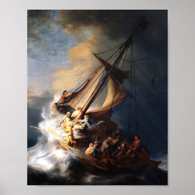 Rembrandt Van Rijn Christ im Sturm Sea Galilee Poster (Vorne)