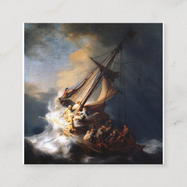 Rembrandt Van Rijn Christ im Sturm Sea Galilee Quadratische Visitenkarte (Vorderseite)