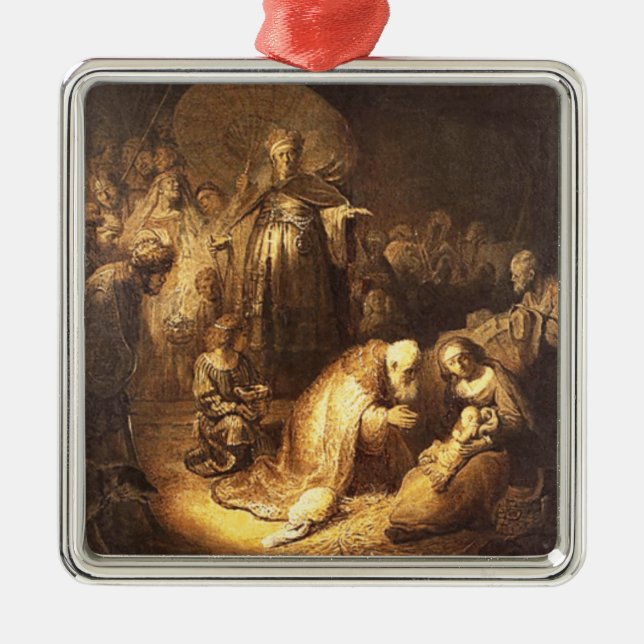 Rembrandt-Verehrung der Weise-Weihnachtsverzierung Ornament Aus Metall (Vorne)