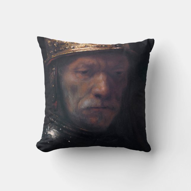 Rembrandt's Man in einem goldenen Helm Kissen (Vorderseite)