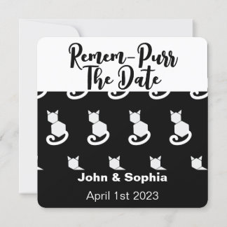 Remem Purr Funny Moderne Schwarz-Weiß Katze QR Sa Save The Date