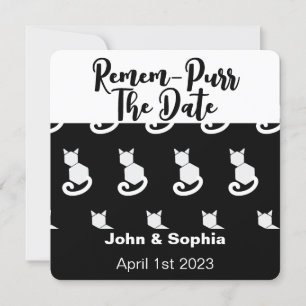 Remem-Purr Lustige Moderne Schwarz-Weiß-Katze QR S Save The Date