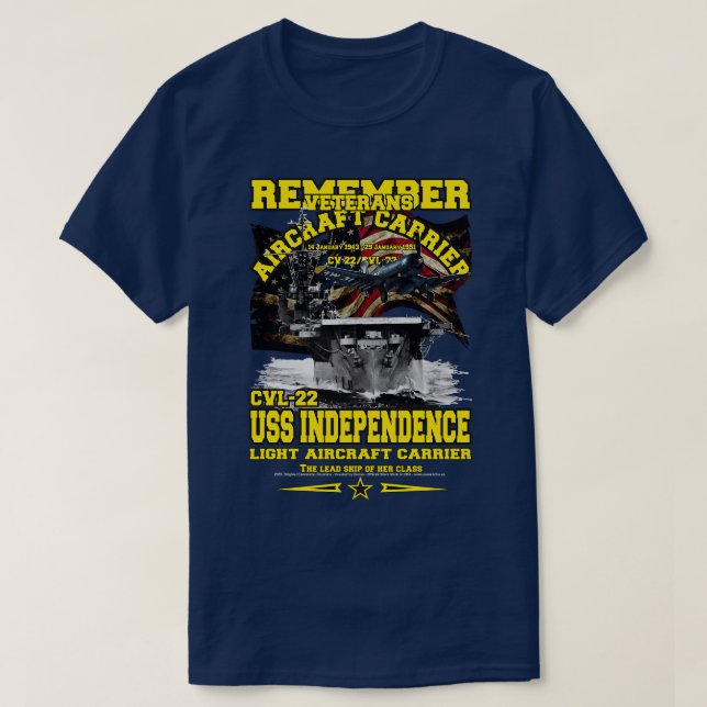 REMEMBER USS Independence CVL22 Flugzeugträger T-Shirt (Design vorne)