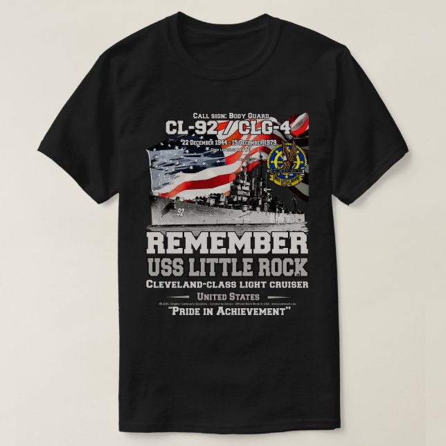 REMEMBER USS Little Rock CL92 Cruiser Navy Veteran T-Shirt (Design vorne)