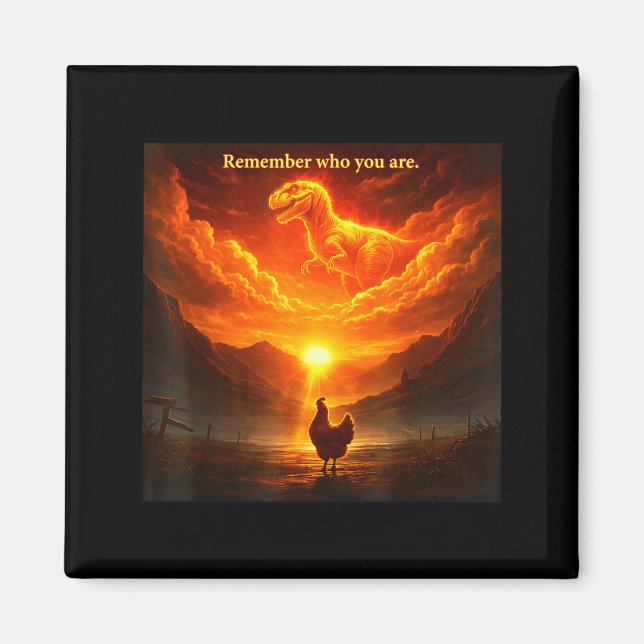 Remember Who Are You Dinosaur Chicken Cool Funny G Magnet (Vorne)