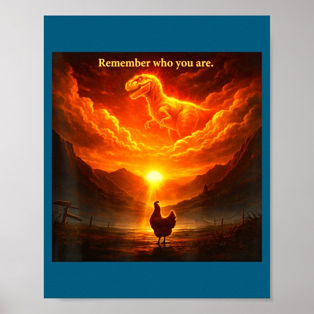 Remember Who Are You Dinosaur Chicken Cool Funny G Poster (Vorne)