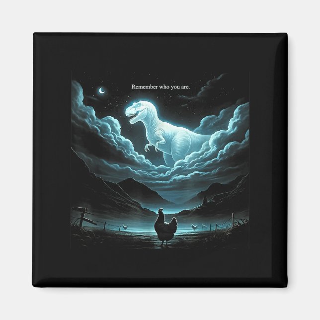 Remember Who You Are Chicken, Funny Evolution Joke Magnet (Vorne)