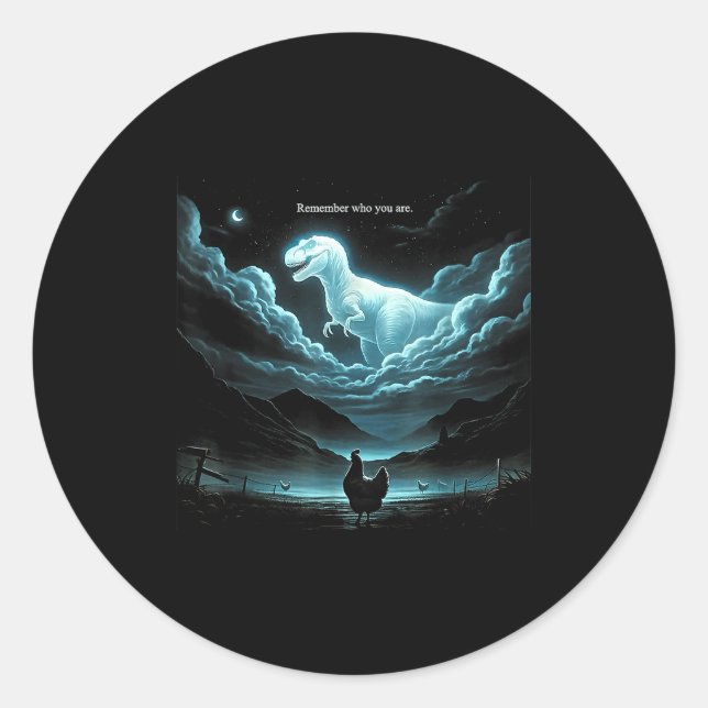 Remember Who You Are Chicken, Funny Evolution Joke Runder Aufkleber (Vorderseite)