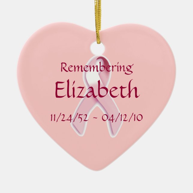 "Remembering__" Brustkrebs-Bewusstseins-Band Keramikornament (Vorne)