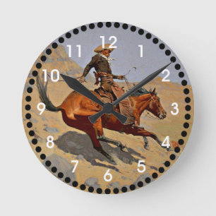 Remington: Cowboy, American Cowboy Art Runde Wanduhr