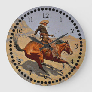 Remington: Der Cowboy, amerikanische Cowboy-Kunst Große Wanduhr
