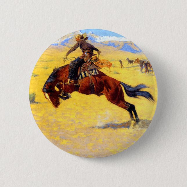 Remington Old West Horse und Cowboy Button (Vorderseite)