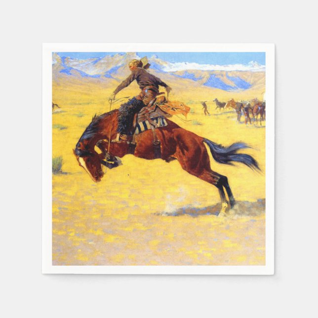 Remington Old West Horse und Cowboy Serviette (Vorderseite)
