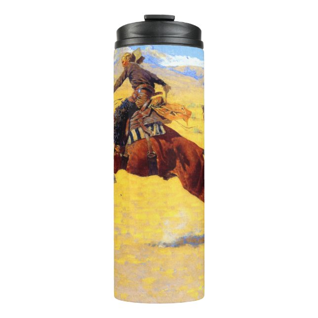 Remington Old West Horse und Cowboy Thermosbecher (Vorderseite)