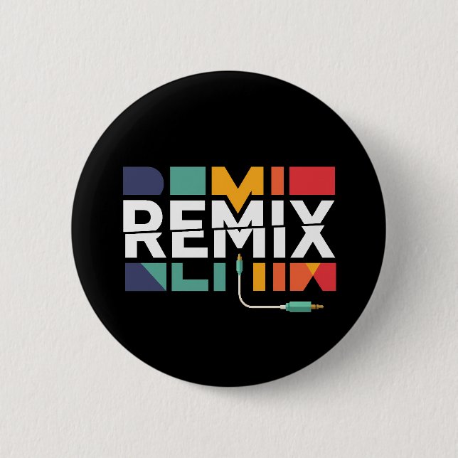 Remix Audio | DJ Music Retro Geometric Graphic Button (Vorderseite)