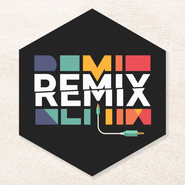 Remix Audio | DJ Music Retro Geometric Graphic Untersetzer (Vorderseite)