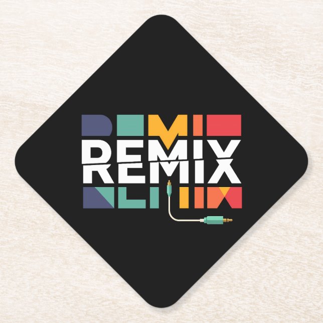 Remix Audio | DJ Music Retro Geometric Graphic Untersetzer (Vorderseite)