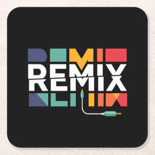 Remix-Audio   DJ-Musik Retro-Geometrisches Grafikd Rechteckiger Pappuntersetzer