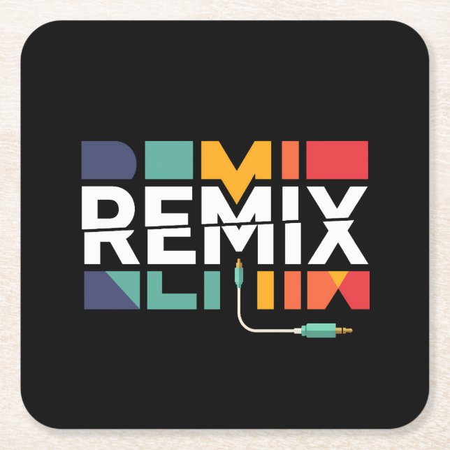 Remix-Audio | DJ-Musik Retro-Geometrisches Grafikd Rechteckiger Pappuntersetzer (Vorderseite)