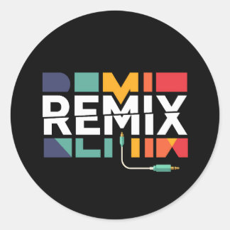 Remix-Audio | DJ-Musik Retro-Geometrisches Grafikd Runder Aufkleber