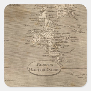 Remote British Isles Map von Arrowsmith Quadratischer Aufkleber