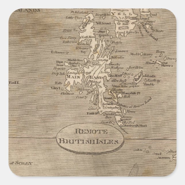 Remote British Isles Map von Arrowsmith Quadratischer Aufkleber (Vorderseite)
