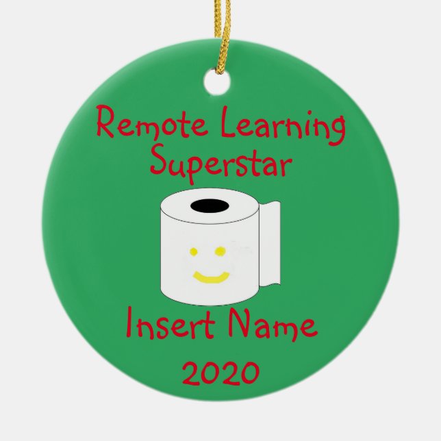 Remote Learning Weihnachten Keramik Ornament (Vorne)
