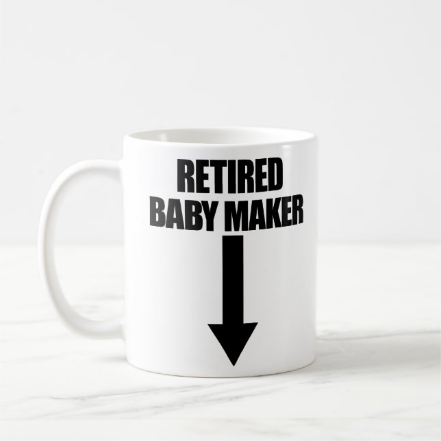 Remüde Baby Maker Arrow Männer-Vasektomie-Geschenk Kaffeetasse (Links)