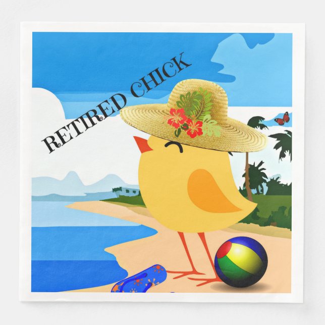 Remüde Chick, farbiges Design Serviette (Vorderseite)