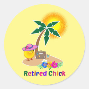 Remüde Chick on Vacation Runder Aufkleber