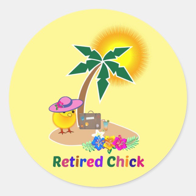 Remüde Chick on Vacation Runder Aufkleber (Vorderseite)
