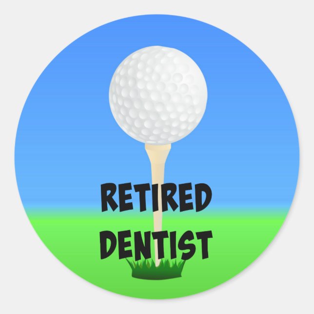 Remüde Dentist, Golfball auf Tee Runder Aufkleber (Vorderseite)