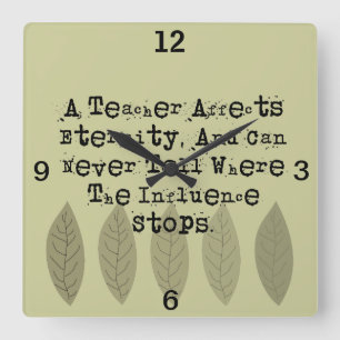 Remüde Educator Clock Henry Adams Zitat Quadratische Wanduhr