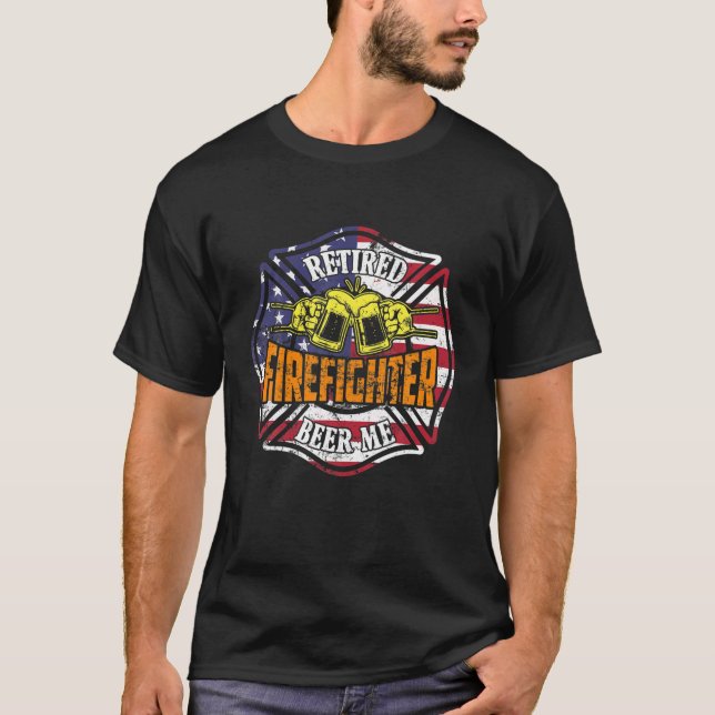 Remüde Feuerwehrmann Bee Me für USA Feuerwehrflagg T-Shirt (Vorderseite)