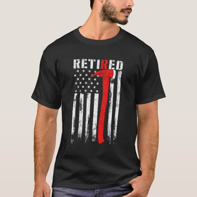 Remüde Firefighter Thin Red Line Ax American Fla T-Shirt (Vorderseite)