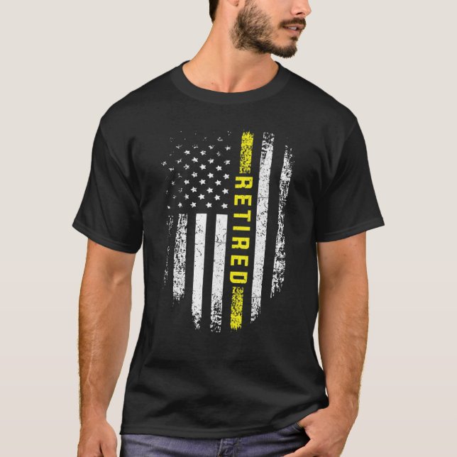 Remüde-Flag 911-Thin-Gelbe Linie für den Dispatche T-Shirt (Vorderseite)