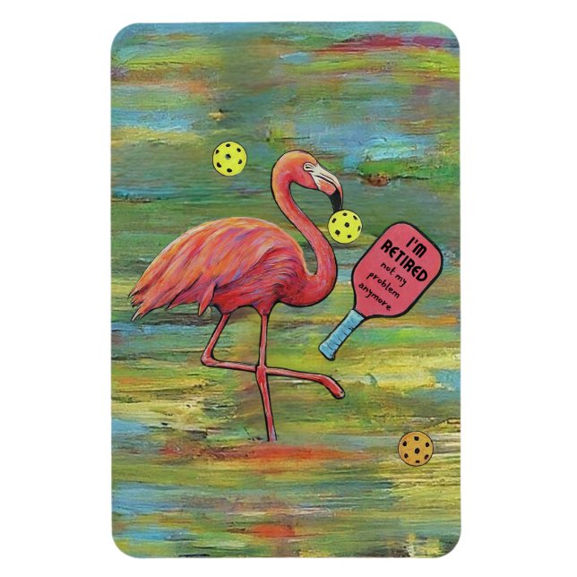 Remüde Flamingo Pickleball Wassercolor Magnet (Vertikal)