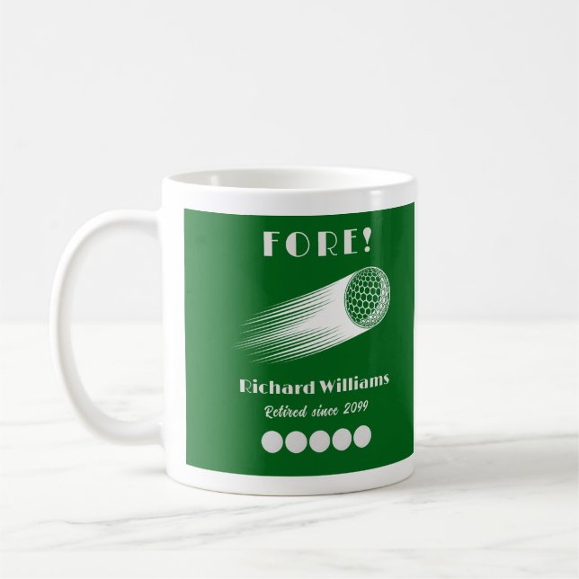 Remüde Golf Fore T-Shirt-Riffic Rente Party Kaffeetasse (Links)
