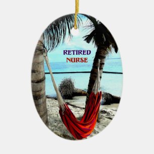 Remüde Krankenschwester - Hängematte am Strand Keramikornament