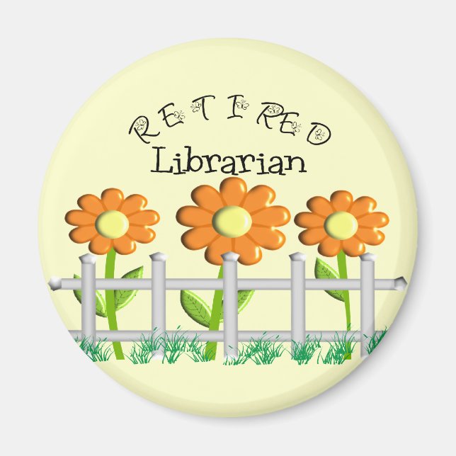 Remüde Librarian Daisies Fence Design Geschenke Magnet (Vorne)
