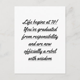 Remüde Life beginnt mit 70, 70. Postkarte