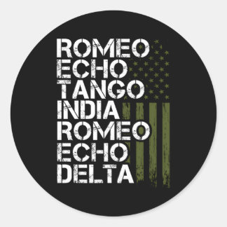 Remüde Militär Phonetic Alphabet Retiret Runder Aufkleber